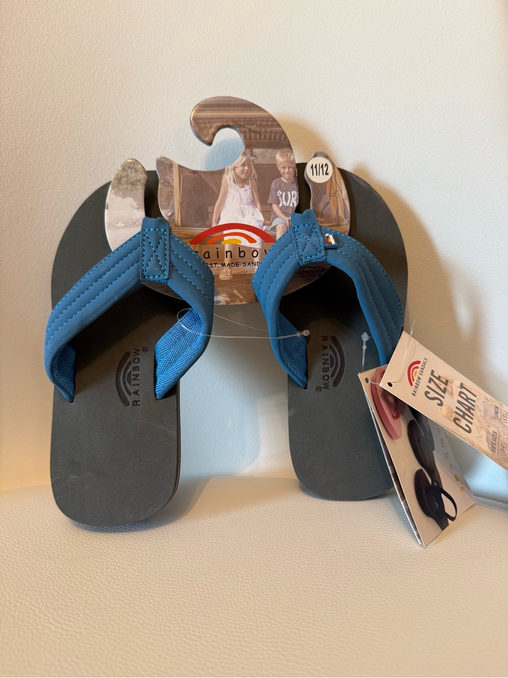 ☀️🌊 Rainbow Sandals Teal and Black Kids Flip Flops